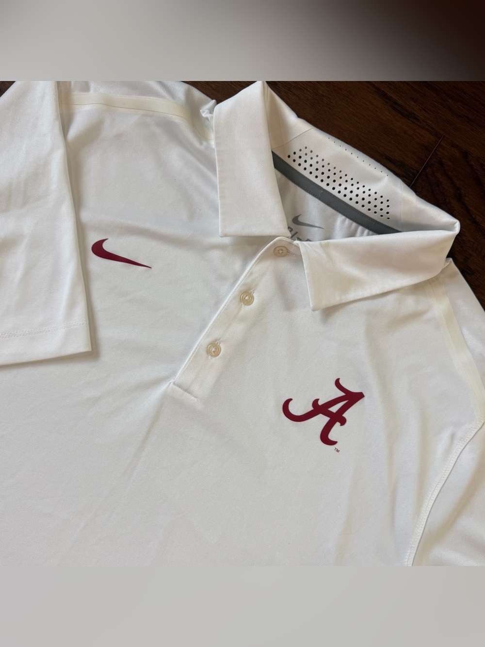 Alabama Crimson Tide Polo Shirt Mens XL White NCAA Football Nike Dri Fit